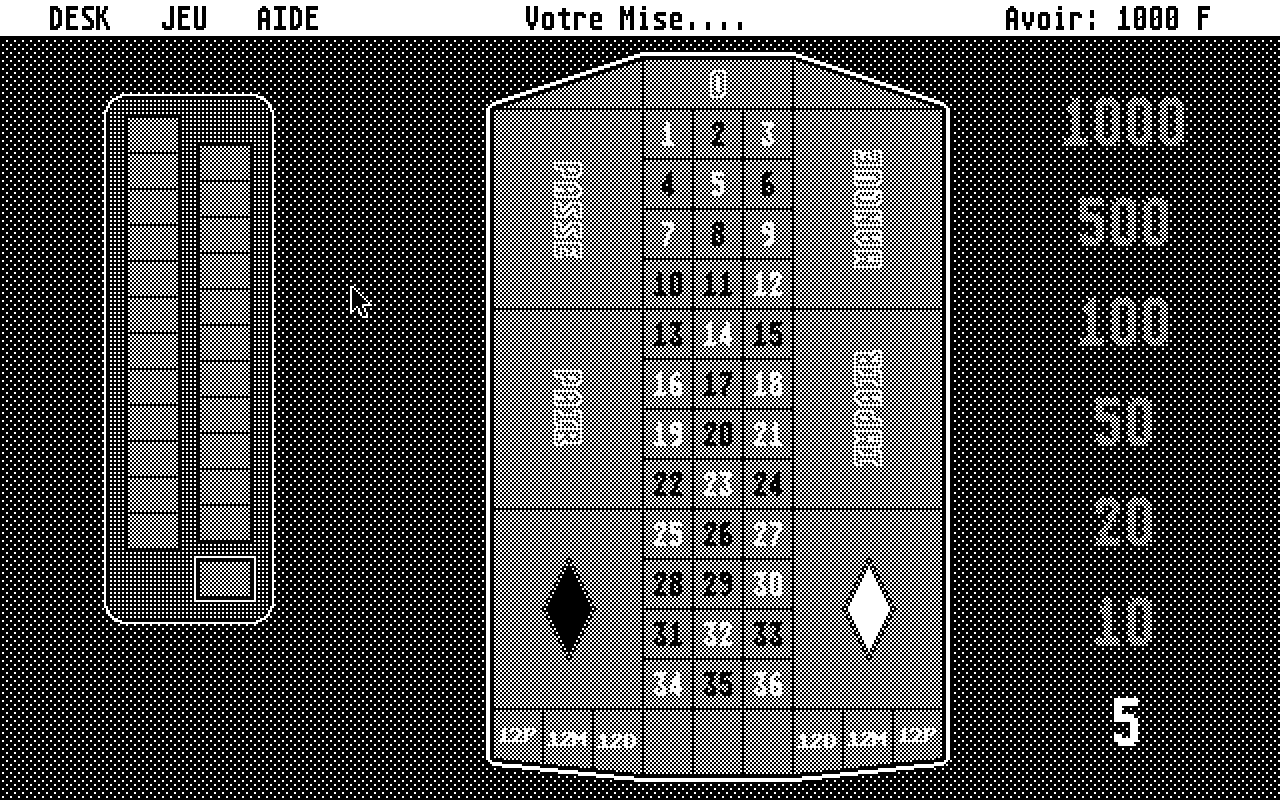 ST Roulette atari screenshot